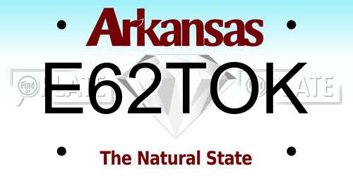E62TOK Arkansas License Plate