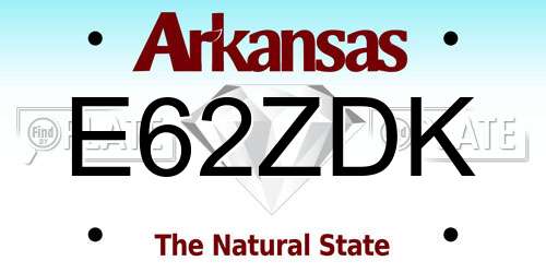 E62ZDK Arkansas License Plate