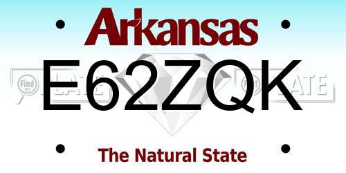 E62ZQK Arkansas License Plate