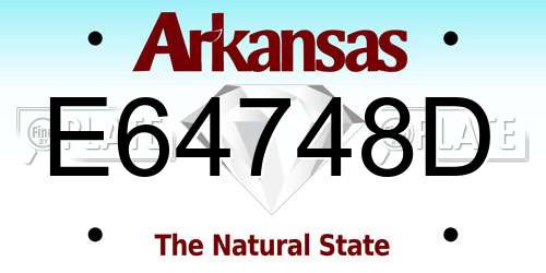 E64748D Arkansas License Plate