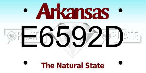 E6592D Arkansas License Plate