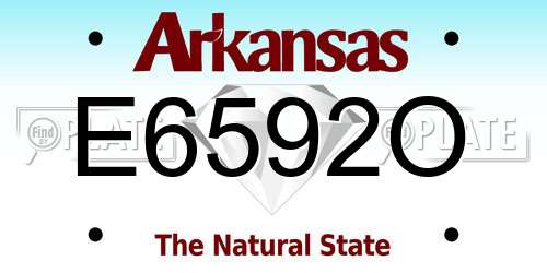 E6592O Arkansas License Plate