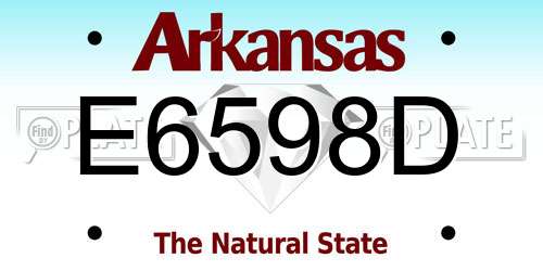 E6598D Arkansas License Plate