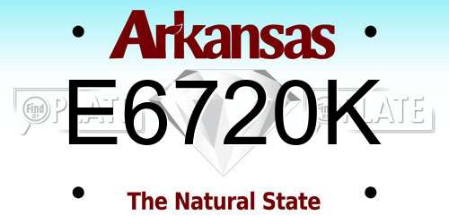 E6720K Arkansas License Plate