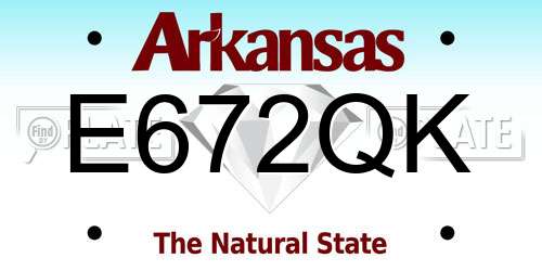 E672QK Arkansas License Plate