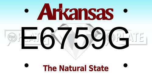E6759G Arkansas License Plate