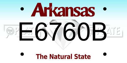 E6760B Arkansas License Plate