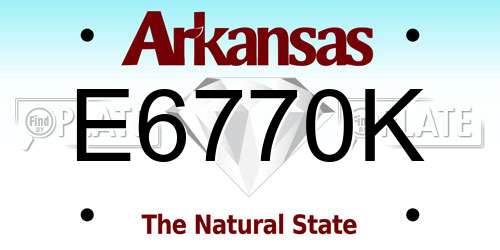 E6770K Arkansas License Plate