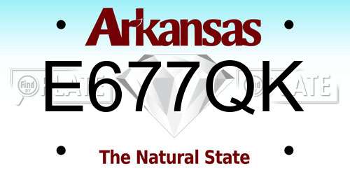 E677QK Arkansas License Plate
