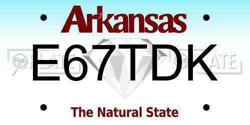 E67TDK Arkansas License Plate