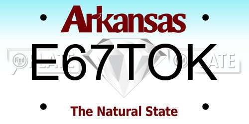 E67TOK Arkansas License Plate