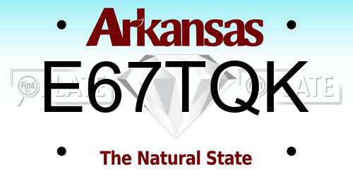 E67TQK Arkansas License Plate