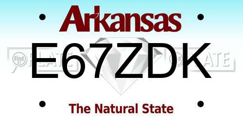 E67ZDK Arkansas License Plate