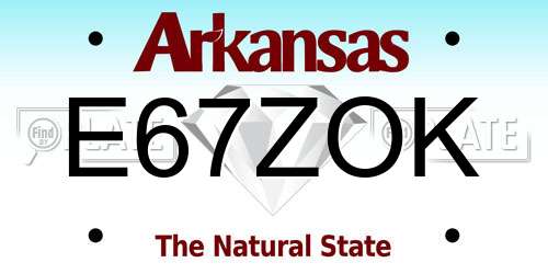 E67ZOK Arkansas License Plate