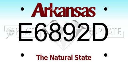 E6892D Arkansas License Plate