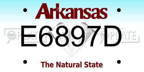 E6897D Arkansas License Plate