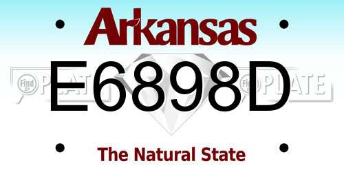E6898D Arkansas License Plate