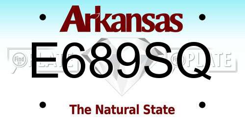 E689SQ Arkansas License Plate