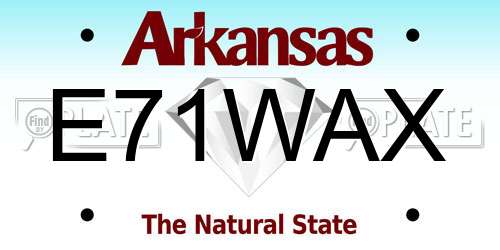 E71WAX Arkansas License Plate