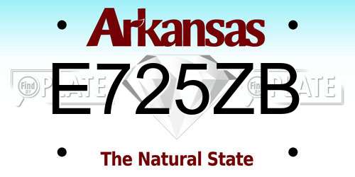 E725ZB Arkansas License Plate