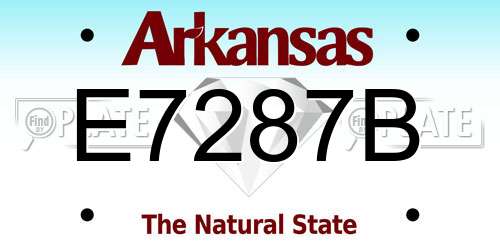 E7287B Arkansas License Plate