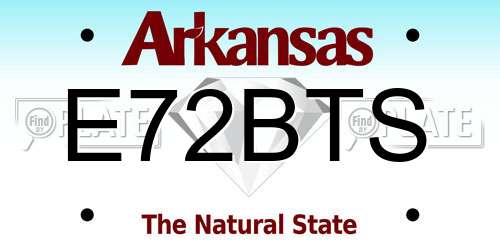 E72BTS Arkansas License Plate