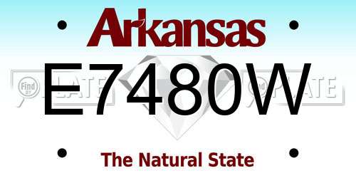 E7480W Arkansas License Plate