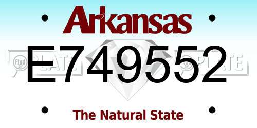 E749552 Arkansas License Plate
