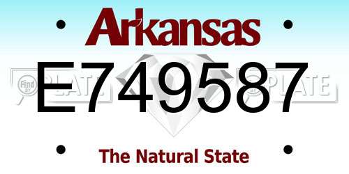 E749587 Arkansas License Plate