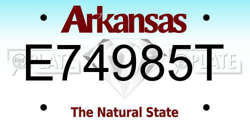 E74985T Arkansas License Plate