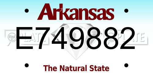E749882 Arkansas License Plate