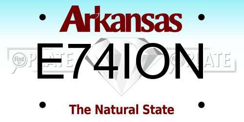 E74ION Arkansas License Plate