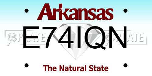 E74IQN Arkansas License Plate