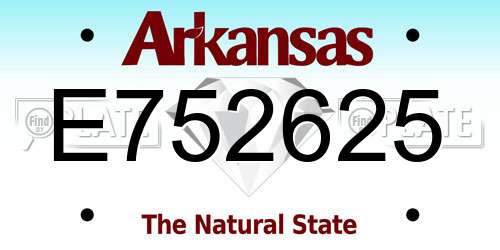 E752625 Arkansas License Plate