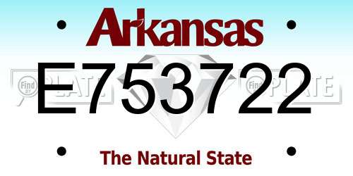E753722 Arkansas License Plate
