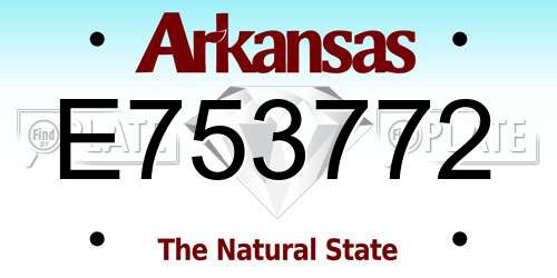 E753772 Arkansas License Plate