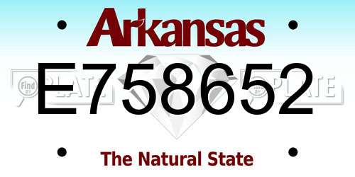 E758652 Arkansas License Plate