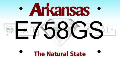 E758GS Arkansas License Plate