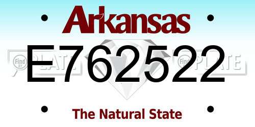 E762522 Arkansas License Plate