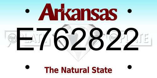 E762822 Arkansas License Plate