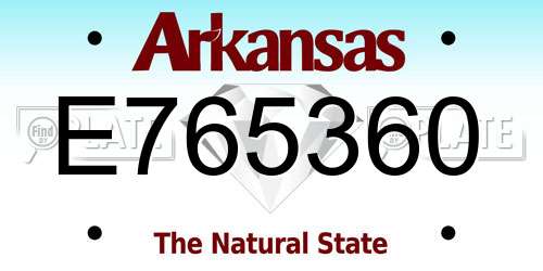 E765360 Arkansas License Plate