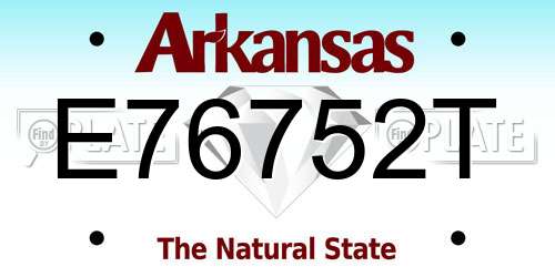 E76752T Arkansas License Plate