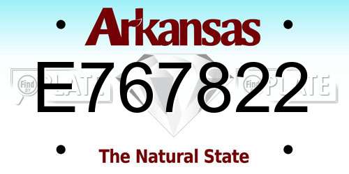 E767822 Arkansas License Plate