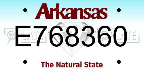 E768360 Arkansas License Plate