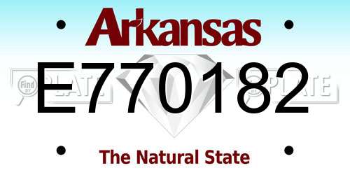 E770182 Arkansas License Plate