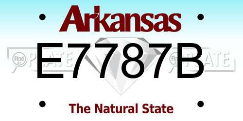 E7787B Arkansas License Plate