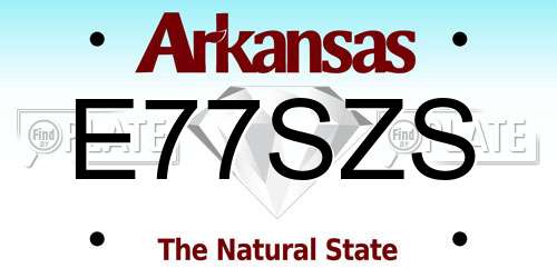 E77SZS Arkansas License Plate