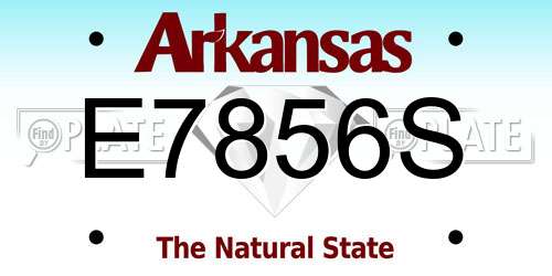 E7856S Arkansas License Plate