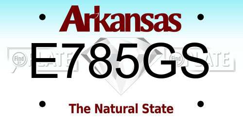 E785GS Arkansas License Plate