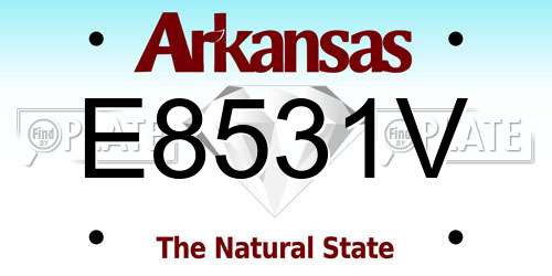 E8531V Arkansas License Plate